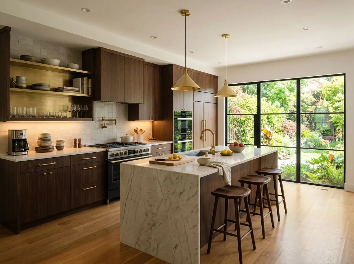 Cocina remodelada integrada al comedor en una casa de Chicureo